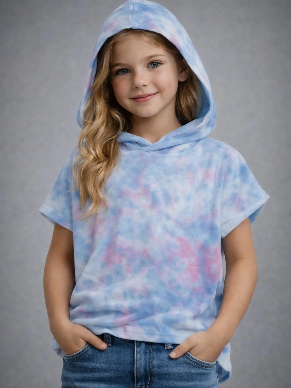 Garanimals Pastel Blue & Pink Tie-Dye Hooded Top